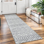 KUTA Moroccan Washable Runner Rug, 2x7 Non-Slip Vintage Grey White Boho Hallway by KUTA