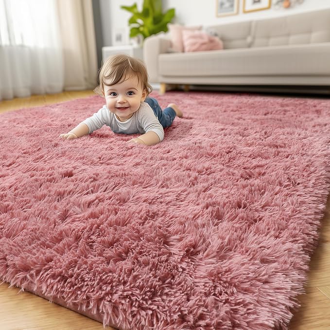 Amdrebio Blush Pink Kids Area Rugs - Image 6