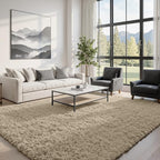 8x10 Area Rugs for Living Room Rug: Soft Fluffy Shag Gray Camel Rugs for Bedroom by CarpetAddColortoYourLife