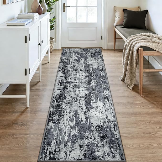 RELEANY Washable Area Rugs 3x9 Non-Slip Modern Abstract Soft - Image 2