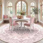RELEANY Area Rugs Round 10ft Washable Non-Slip, Floral Vintage Distress - Image 3