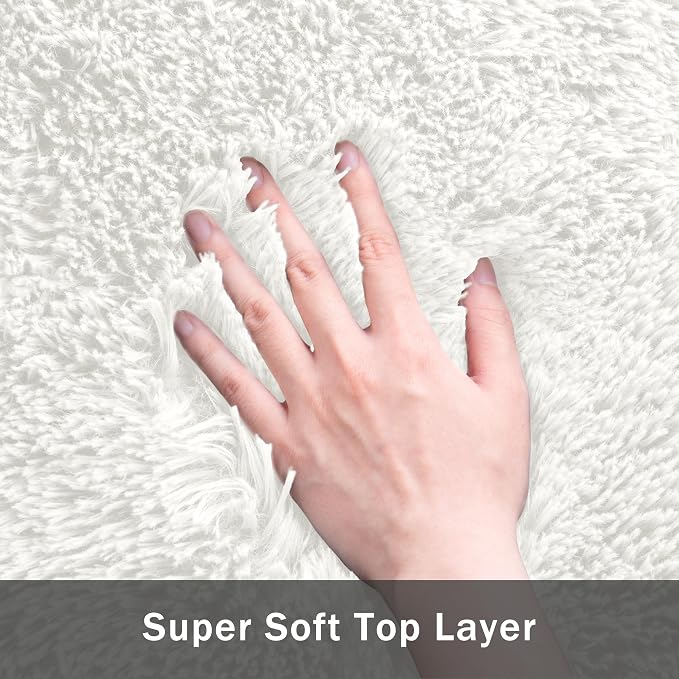 6x9 Area Rug for Living Room:Ultra Soft Fluffy Shag White Rugs, Large Fuzzy - Image 8