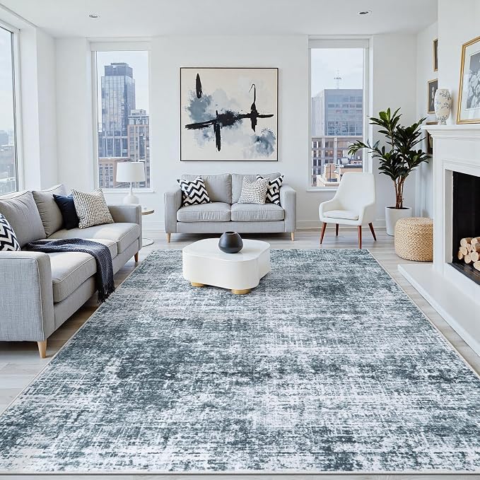 9x12 Area Rugs Washable Rug:Anti-Skid Abstract Modern Living Room Rug Soft Thin by Crority