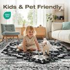 6x9 Area Rugs Living Room: Washable Vintage Rug Large Non-Slip Stain Resistant - Image 3