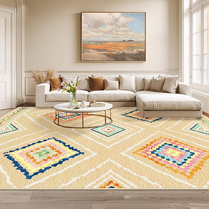 BESTSWEETIE Area Rug 9x12 Rug Machine Washable Non-Slip Low Pile Print Pattern - Image 6