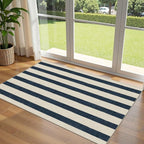 Blue and White Striped Entry Rug by Othilic