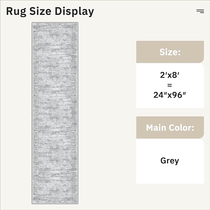 Soalmost Runner Rug 2'x8' Washable Non-Slip Runner Rugs - Image 5