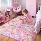 4x6 Soft Fluffy Unicorn Rainbow Rug - Image 3