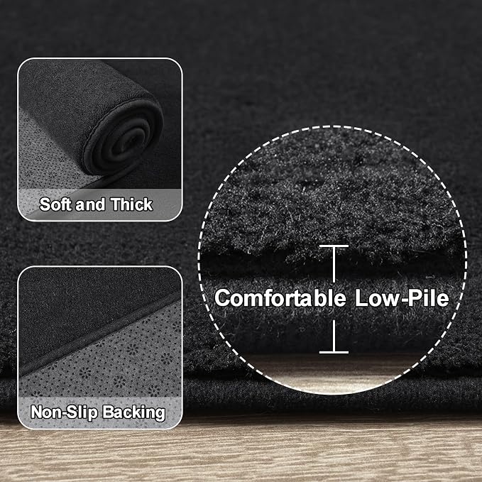 Amearea 5x5 Square Area Rugs for Bedroom Living Room, Modern Black Thickened - Image 3