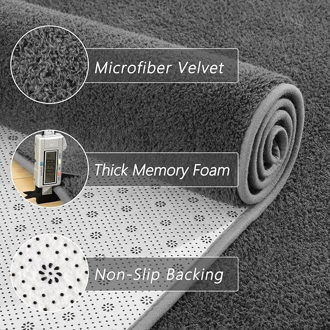 6x9 Feet Grey Area Rugs for Bedroom, Indoor Washable Memory Foam Rug for Living - Image 4