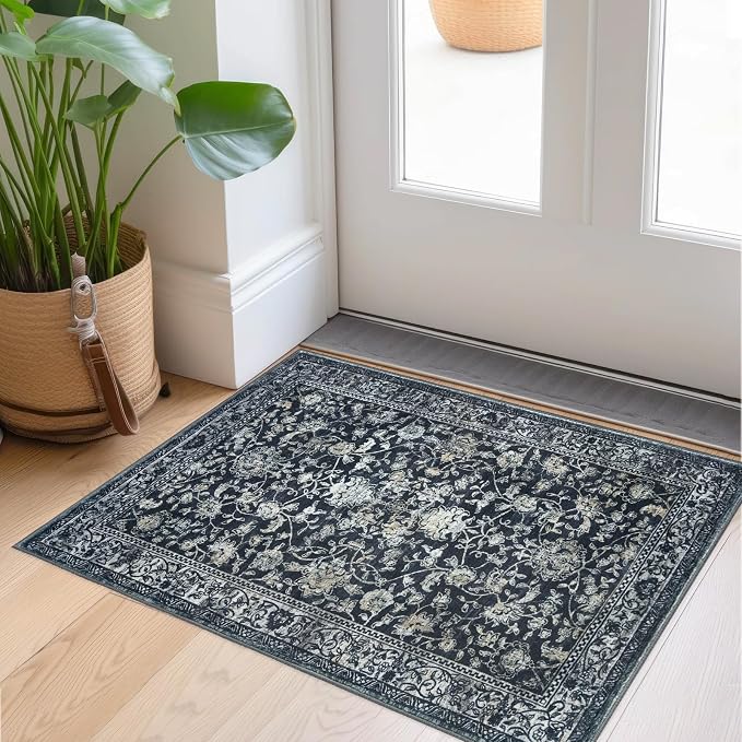 KILOCOCO Small Area Rug 2x3 Entryway Rugs Printed Vintage Floral Washable Rug by Kilococo