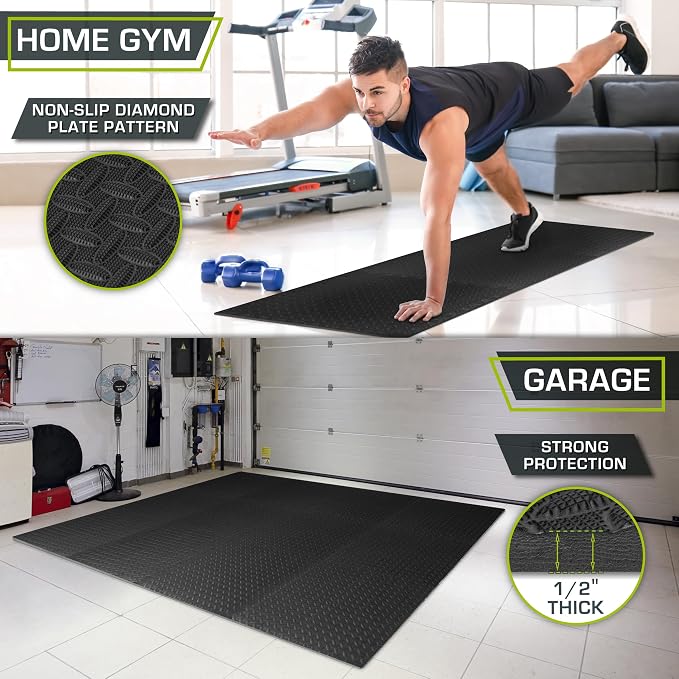 ProsourceFit Exercise Puzzle Mat 1/2-inch, EVA Interlocking Foam Floor Tiles - Image 3