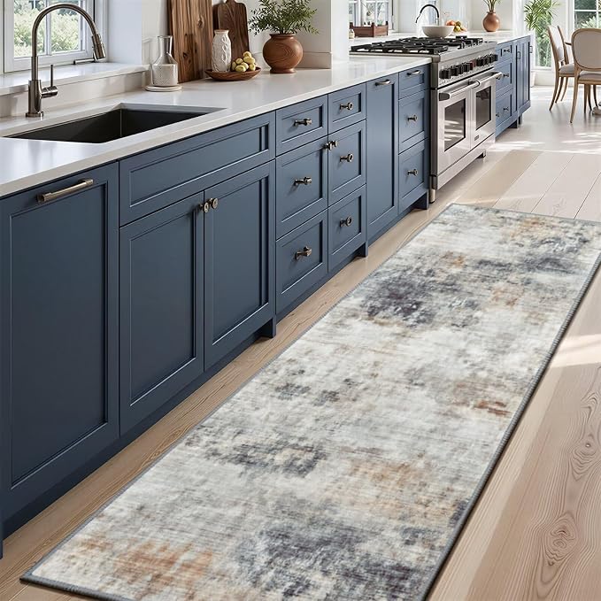 Toneed 2x6 Runner Rug Modern Abstract Hallway Rug Washable Non Slip Rubber Rugs - Image 3