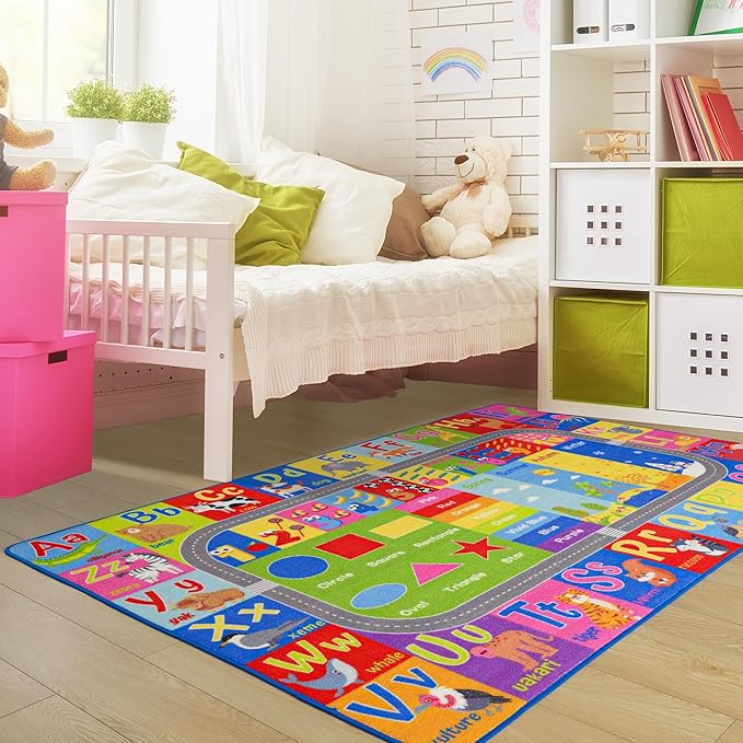 Kids Rug for Playroom Classroom, ABC Alphabet Numbers Play Toddlers Rugs - Image 4