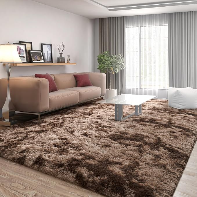 FlyDOIT Large Area Rugs for Living Room, 4x6 Feet Tie-Dyed Coffee Shaggy Rug - Image 2