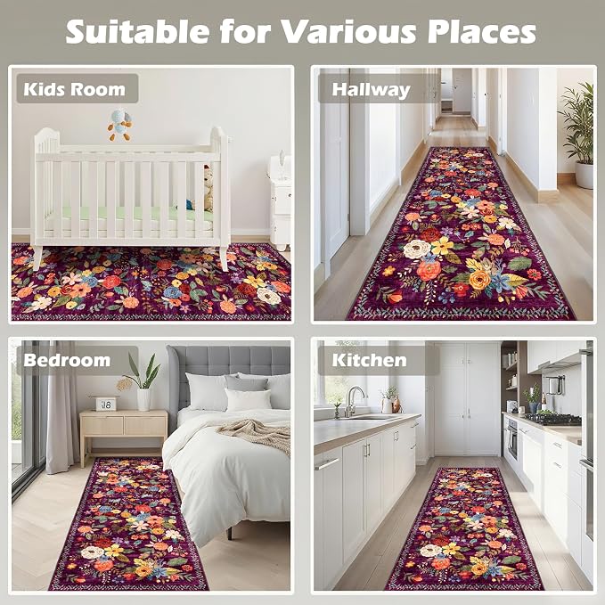 Runner Rug for Hallways Kitchen 2x8, Non Slip Washable Rugs - Image 3