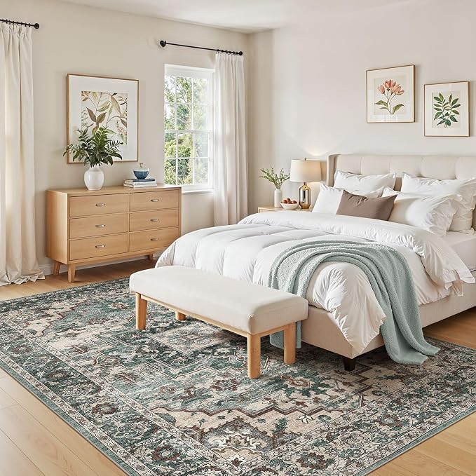 6x9 Area Rugs Living Room: Washable Vintage Rug Large Non-Slip Stain Resistant - Image 4