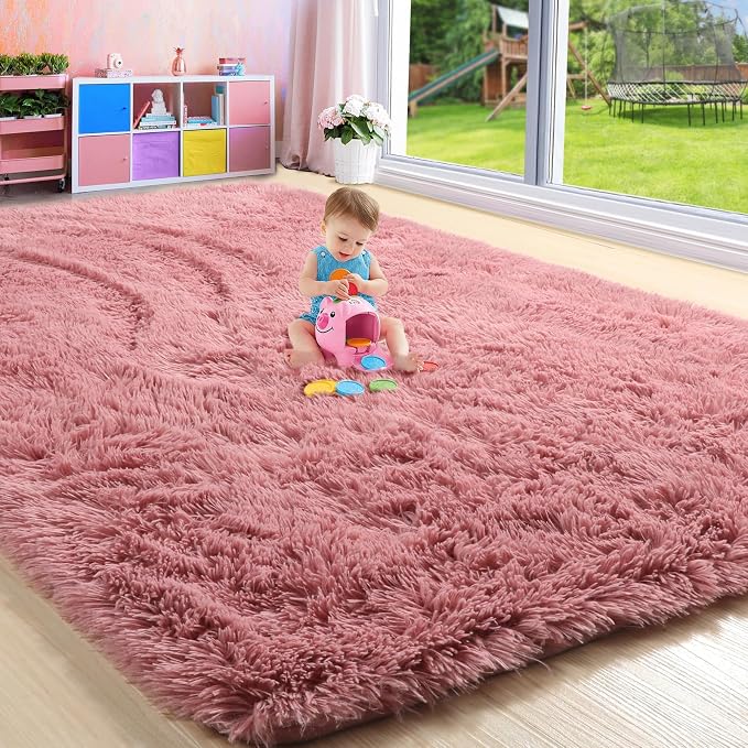 Amdrebio Blush Pink Kids Area Rugs - Image 8
