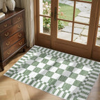 GarveeHome Sage Green Checkered Rug 2x3 Washable Rug Non-Slip - Image 3