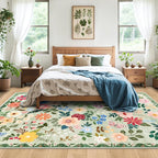 10x12 Area Rugs for Living Room: Floral Washable Rug Vintage Large Soft Boho - Image 3