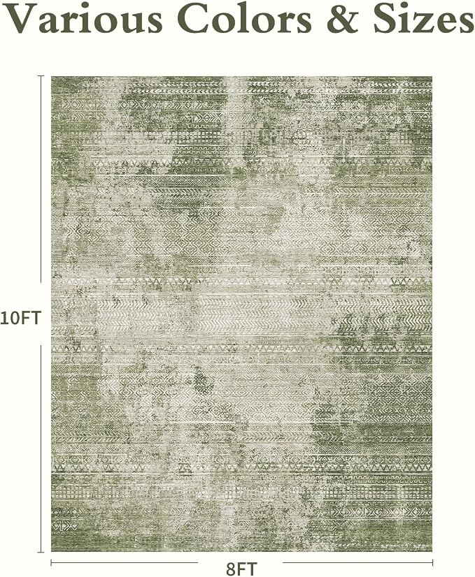 8x10 Area Rugs for Living Room Non Slip Machine Washable Rug Distressed - Image 2