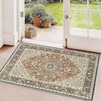 2x3 Rug for Entryway Hallway-Vintage Farmhouse Boho Floral Neutral Washable by Unknown