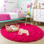 Hot Pink Round Circle Rug 6Ft for Girls Bedroom, Big Fluffy Area Rugs for Kids - Image 5