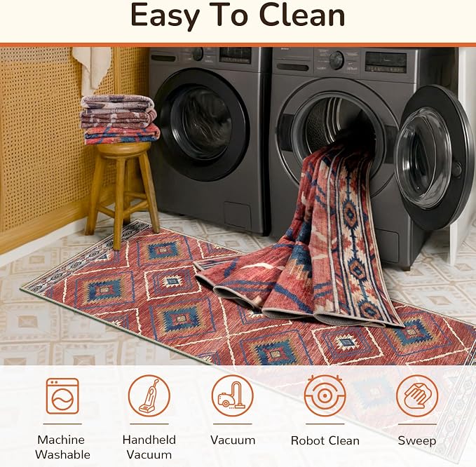 BESTSWEETIE Area Rug 4x4 Rug Machine Washable Non-Slip Low Pile Print Pattern - Image 3