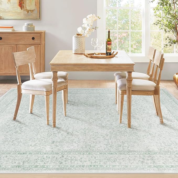 6x9 Area Rugs for Living Room: Washable Vintage Floral Rug Low Pile Non-Slip - Image 3