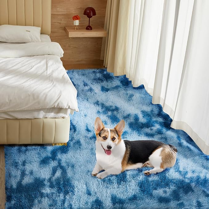 Ultra Soft Rug for Living Room, 8X10 Fluffy Shag Area Rug for Bedroom, Modern - Image 9