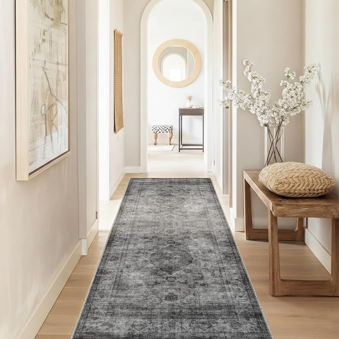 2x6 Runner Rug for Entryway Hallway-Vintage Farmhouse Boho Floral Neutral - Image 4