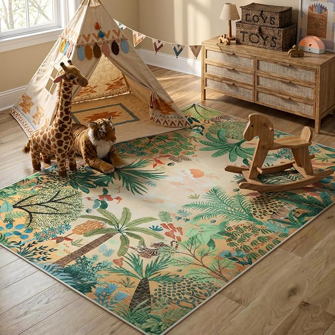 LIVEBOX Boho Jungle Animal Print 5 x 7 Area Rugs - Image 3