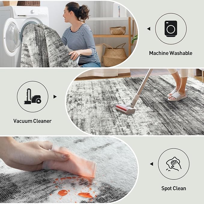 10x14 Area Rugs Washable Rug: Modern Abstract Living Room Rug Soft Anti-Skid - Image 4