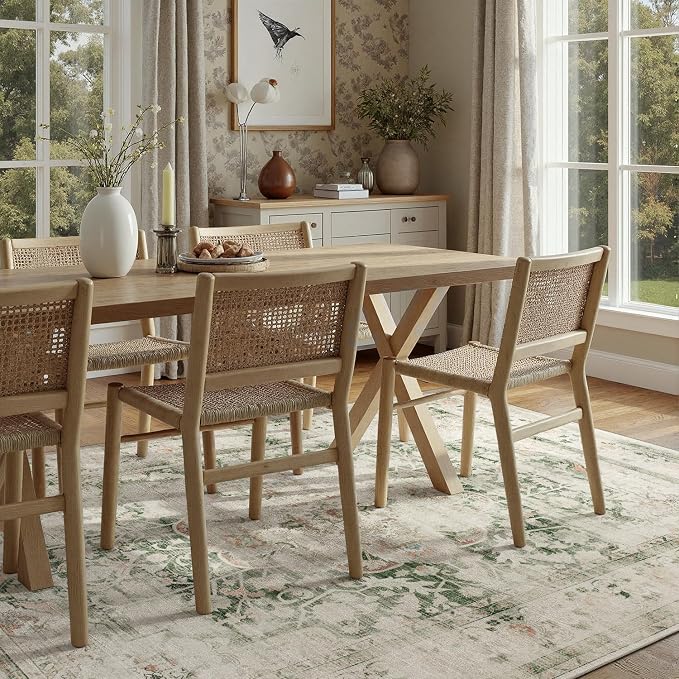 DCX 5x7 Green Rug, Machine Washable Stain Resistant Distressed Vintage Rug - Image 3