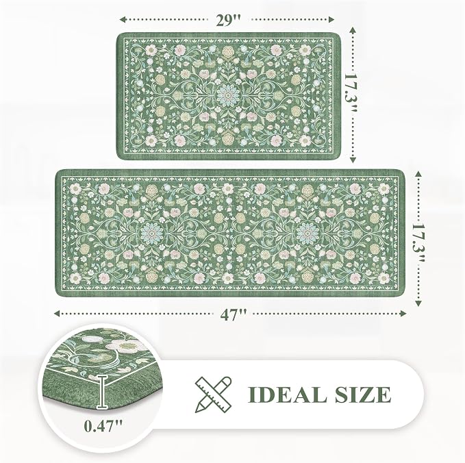 KIMODE Comfort Kitchen Mats for Floor Cushioned Anti Fatigue, Farmhouse Floral - Image 2