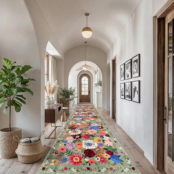 Rug for Hallways Kitchen Rug 2'6" x 14', Non Slip Washable Rugs by WelcometoBabovid