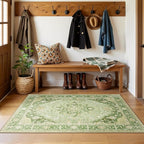 RELEANY Area Rugs 3'x4' Washable Non-Slip, Floral Vintage Distress Medallion - Image 2