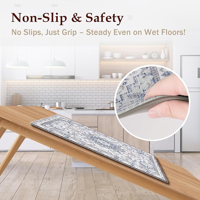 Boho Kitchen Mats for Floor 2 Piece Set Anti Fatigue Cushioned PVC Kitchen Rugs - Image 4
