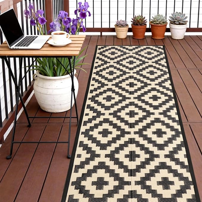 SAND MINE Reversible Mats, Plastic Straw Rug, Modern Area Rug, Large Floor Mat by SANDMIND