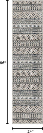 KUTA Boho Runners for Hallways 2x8 Light Brown Black Moroccan Washable Runner - Image 2