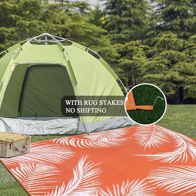 Pauwer Waterproof Outdoor Rug 8x10, Reversible Plastic Straw Patio Camping Rug - Image 6