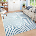 Lahome Abstract 8x10 Area Rugs, Soft Washable Blue Rugs 8x10 Living Room Rugs by Lahome