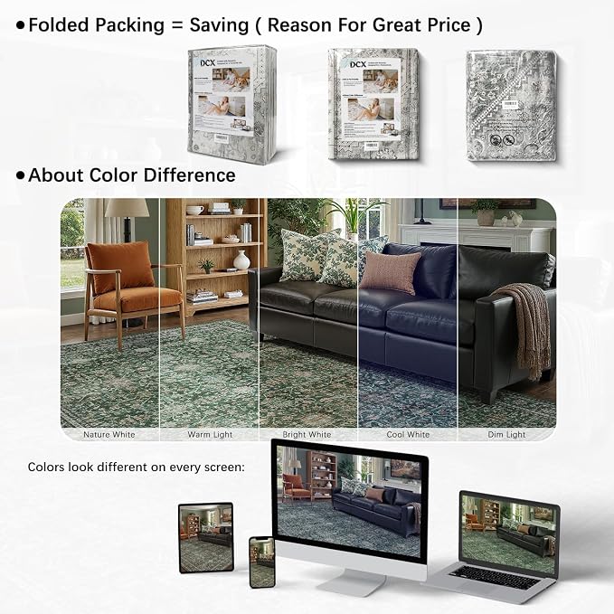 DCX Green 5x7 Rug, Kid & Pet Friendly - Image 8
