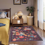 Area Rug 4x6 Rug Washable Boho Rugs Non Slip Low Pile Floral Small Carpet - Image 6