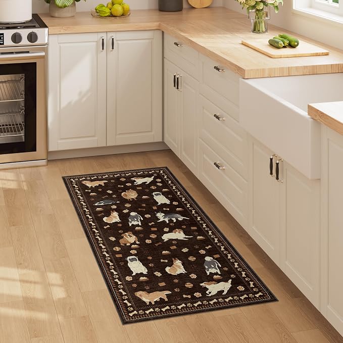 DUKINO 2x4 Runner Rug for Entryway, Animal Dog Print Washable Kitchen Rug - Image 6