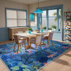 LIVEBOX Washable Jungle Animal Print Rugs 9x12 Blue Rugs - Image 3