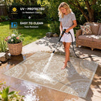 Pauwer Waterproof Outdoor Rug 5x8, Reversible Plastic Straw Patio Camping Rug - Image 4