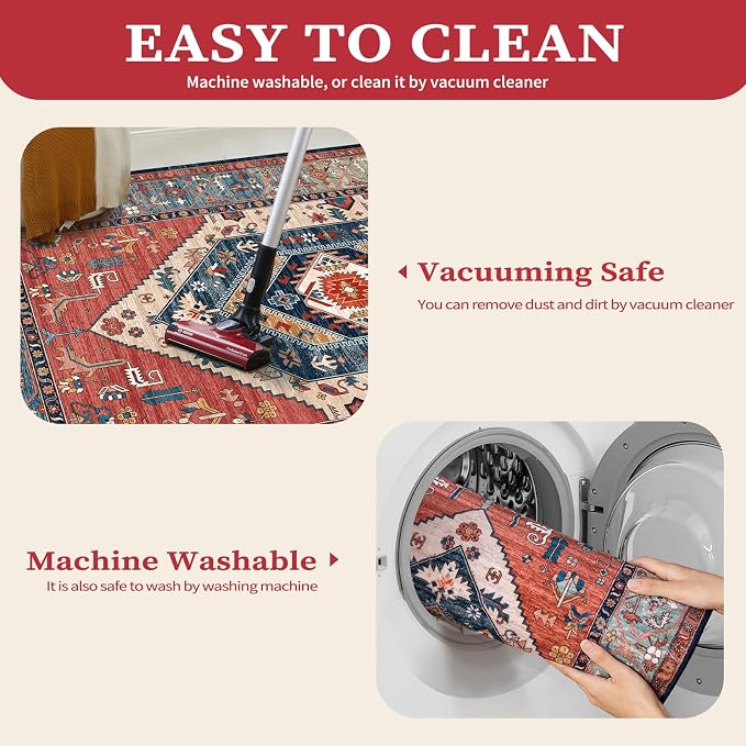 SERISSA 2x4 Boho Rugs for Entryway, Washable Non-Slip Kitchen Runner Rug - Image 4