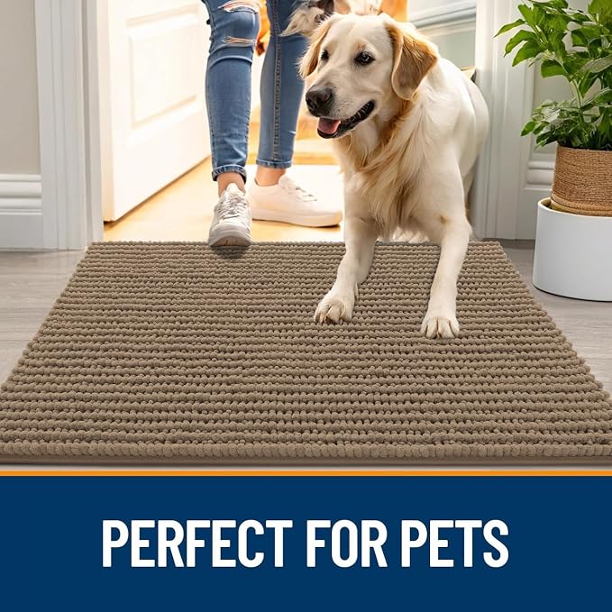 OLANLY Dog Door Mat for Muddy Paws 44x24, Ultra Absorbent Chenille Mud Doormat - Image 6