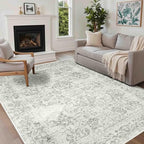 Rugxara 5X7 Washable Area Rug for Living Room, Neutral Vintage Large Boho Rugs - Image 3